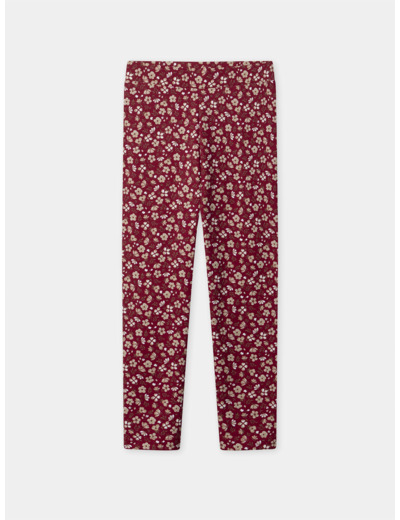 Legging rouge imprimé fleuri Fille