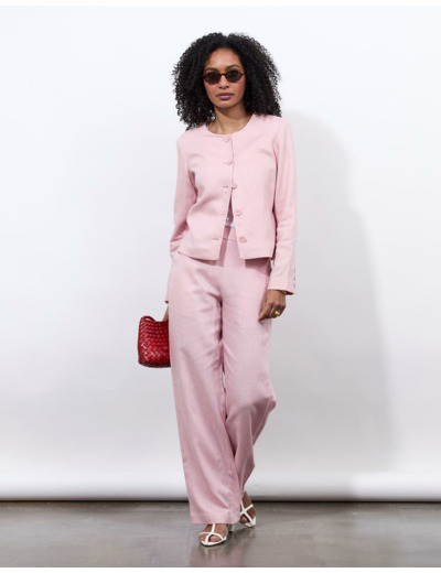 veste chemise unie ROSE PALE Femme