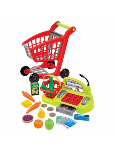 CHARIOT DE SUPERMARCHÉ POUR ENFANTS, CAISSE ENREGISTREUSE ET ACCESSOIRES