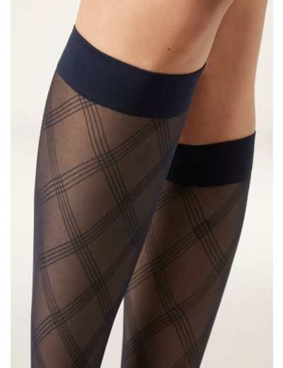Chaussettes hautes transparentes à motif losanges