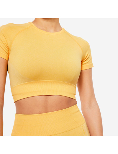 T-shirt Crop top manches courtes Fitness seamless Jaune