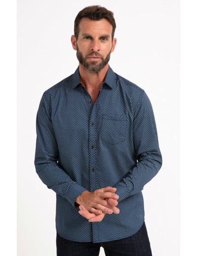 Chemise Manches Longues Imprimé Bleu
