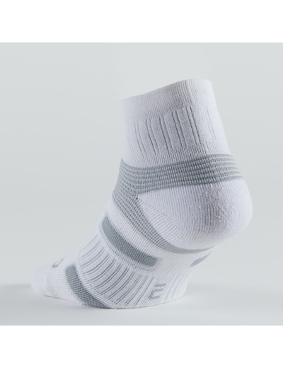 CHAUSSETTES DE SPORT MI-HAUTES ARTENGO RS 560 BLANC GRIS LOT DE 3