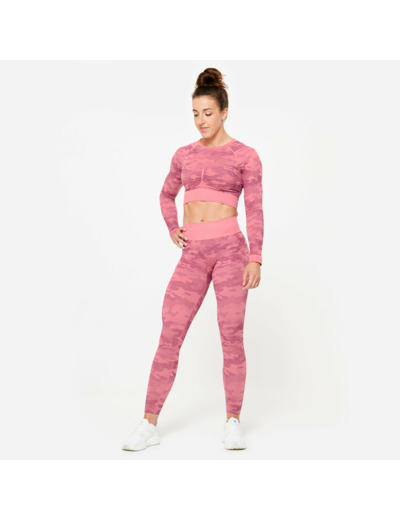 Legging sans couture femme, rose