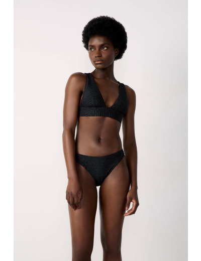 Culotte bikini bas de maillot détail argenté