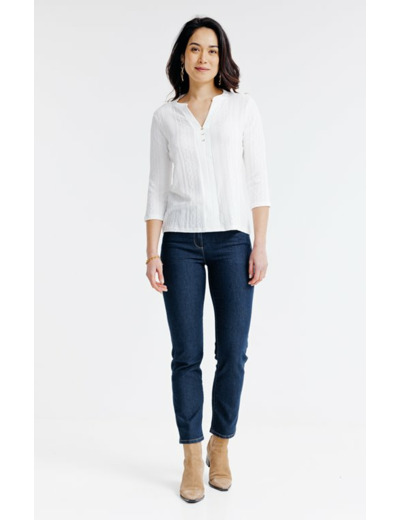 Tee-shirt uni fantaisie manches 3/4