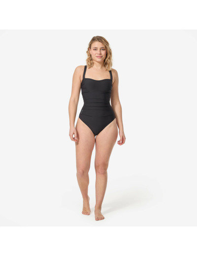 Maillot de bain 1 pièce femme gainant à effet ventre plat DORA NOIR