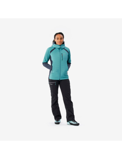 Veste hybride sprint synthétique & laine alpinisme femme - bleu gris