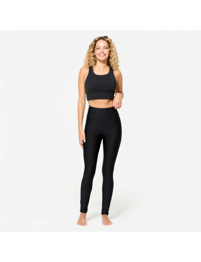 Brassière crop top effet dos nu maintien medium Femme - Noir