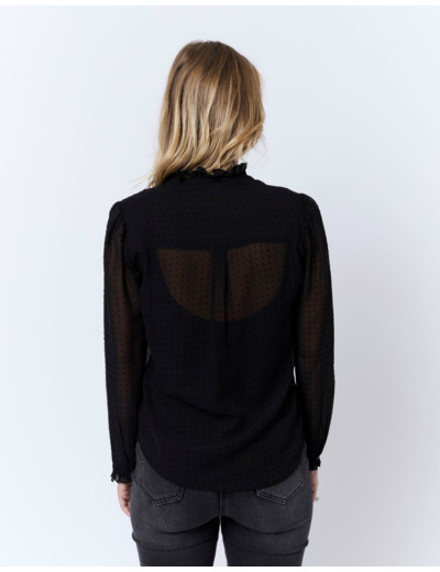 Chemisier manches longues uni NOIR Femme
