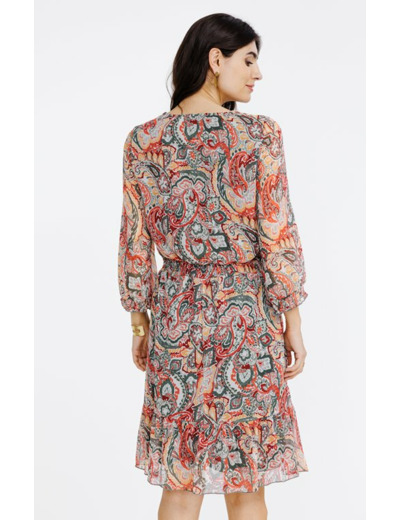 Robe imprimée smockée à la taille
