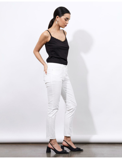 Pantalon 7/8 slim uni BLANC Femme