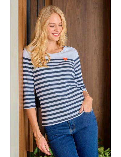 Tee-shirt rayé manches 3/4