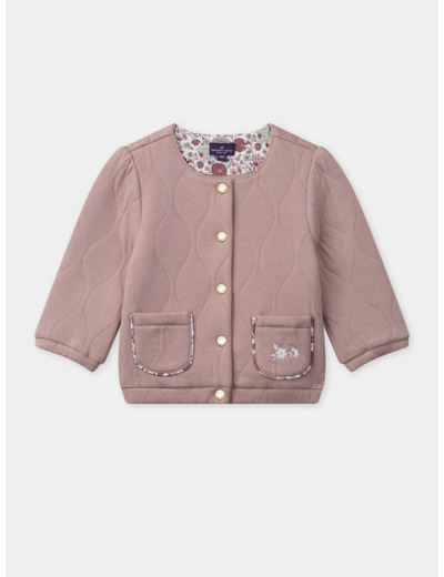 Cardigan rose pâle matelassé Bébé Fille