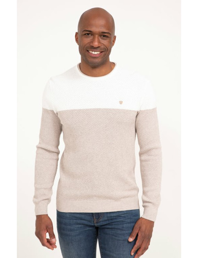 Pull col rond rayé Big