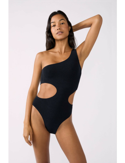 Maillot de bain 1 pièce découpe côte en matière extensible