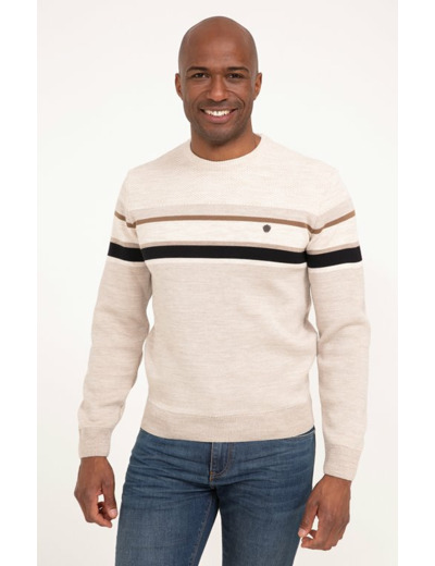 Pull col rond rayé Acacia