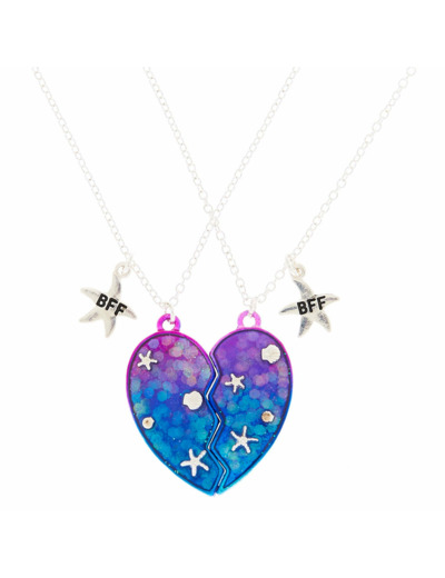 Lot de 2 colliers à pendentif best friends cœur coquillage étoile de mer