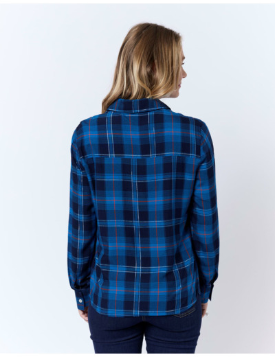 Chemisier manches longues à carreaux MARINE Femme