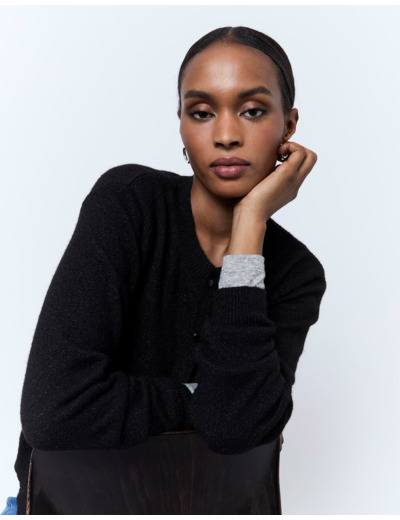 Gilet en mélange laine uni NOIR Femme