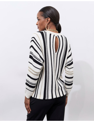 Pull fin rayé ECRU Femme