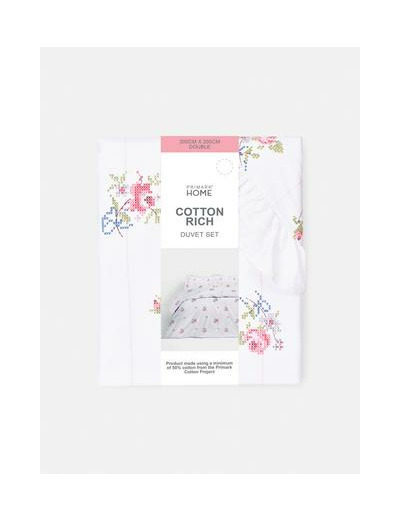 Parure de lit double à motif floral point de croix