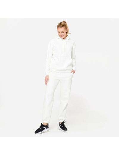 Sweat à Capuche Chaud de Fitness pour Femme - Blanc Coton