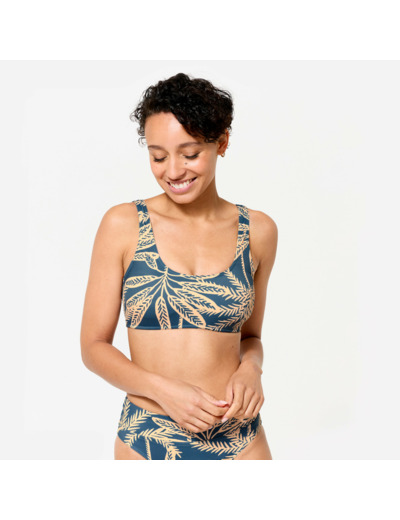 Haut de maillot brassière surf Femme - Aurely palmer bleu