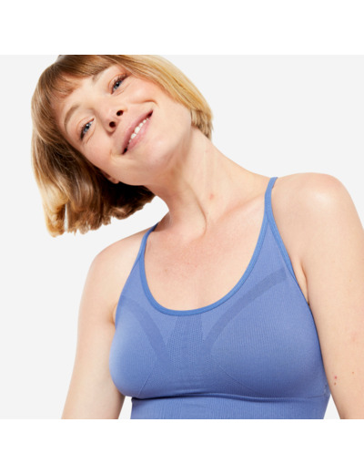 Brassière dos nageur respirant maintien léger Femme, Bleu