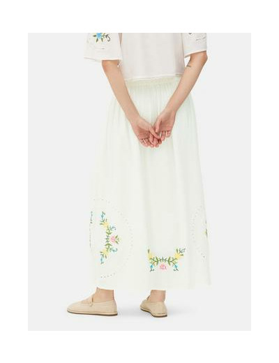 Jupe mi-longue à motif floral brodé