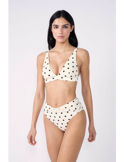 Culotte bikini taille haute à pois