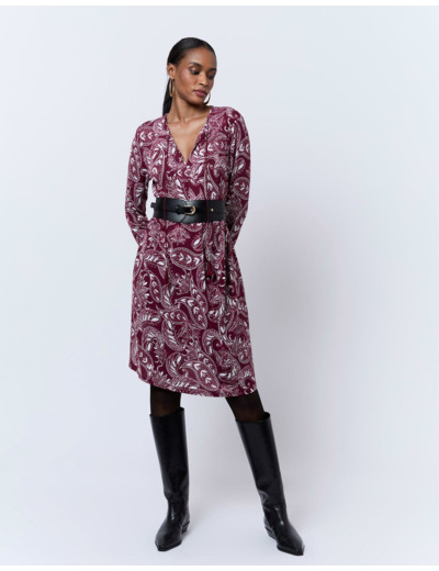 Robe courte imprimée ROUGE