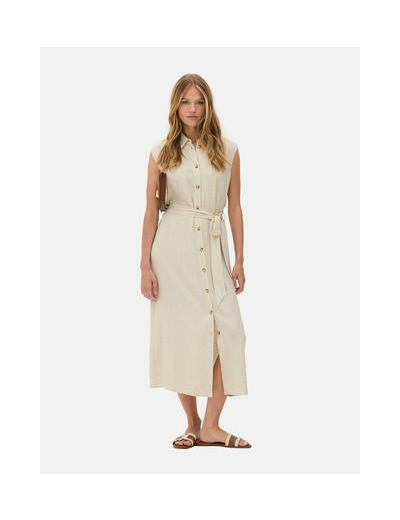 Robe chemise mi-longue à ceinture