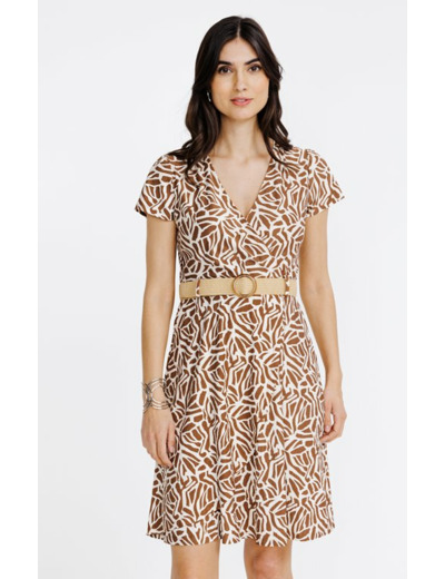 Robe cache-coeur avec ceinture rafia