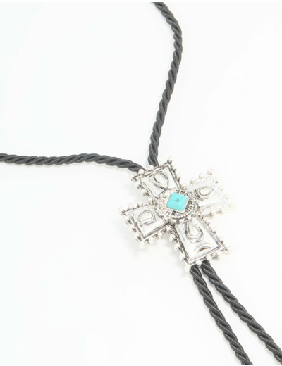 Silver Cord Turquoise Cross Y-Necklace