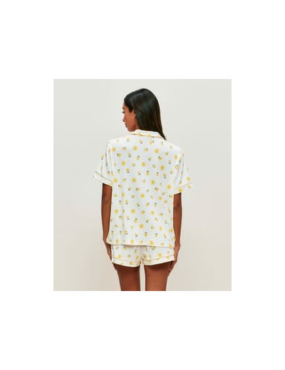 Short en jersey côtelé avec motifs soleils et citrons