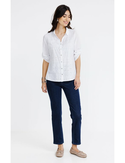 Chemise unie avec mix matières