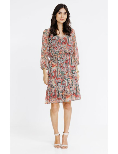 Robe imprimée smockée à la taille