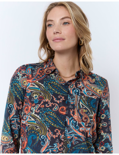 Chemisier manches longues imprimé MARINE Femme