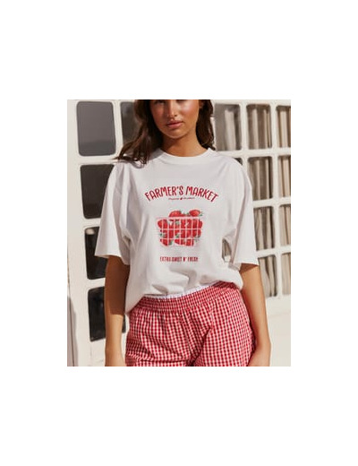 T-shirt manches courtes oversize en jersey imprimé "Farmer's market"