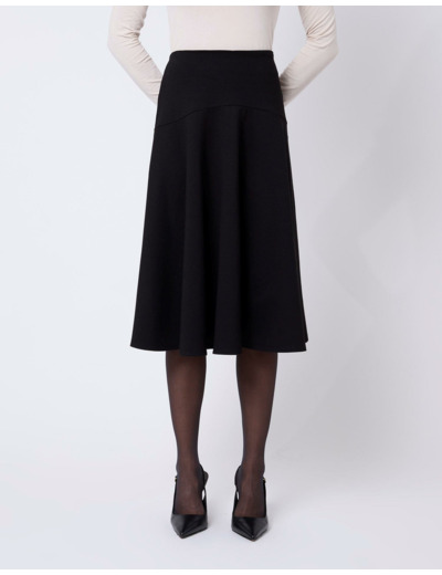Jupe midi unie NOIR