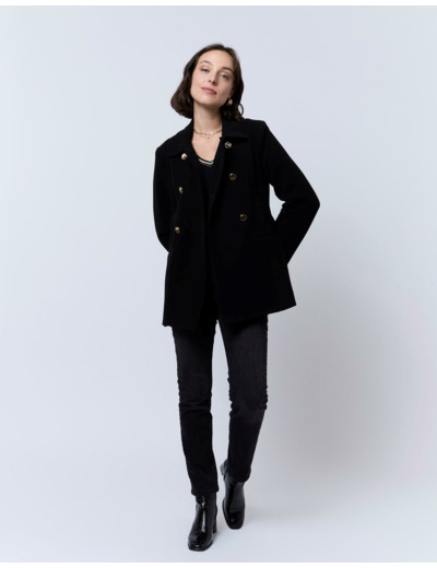 Manteau court uni NOIR Femme