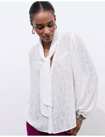 Blouse manches longues unie BLANC Femme