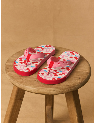 Tongs imprimé coeurs cerises