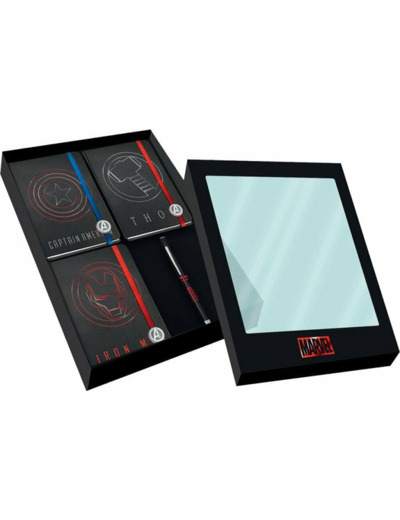 COFFRET COLLECTOR MARVEL 3 CARNETS ET 1 STYLO