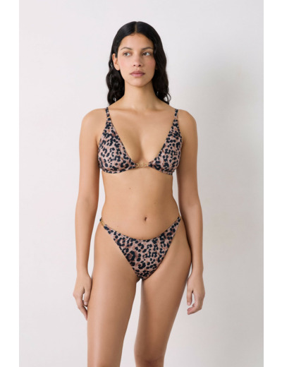 Triangle haut de maillot imprimé léopard