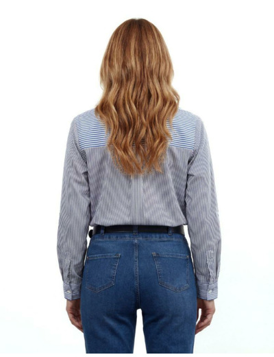 Chemisier manches longues rayé BLEU Femme