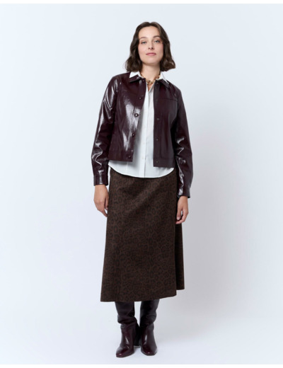 Jupe longue imprimé léopard MARRON