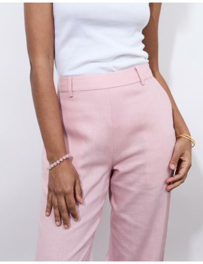 Pantalon long large uni ROSE PALE Femme