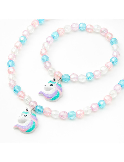 Parure de bijoux perlée licorne Claire's Club - Lilas, lot de 2